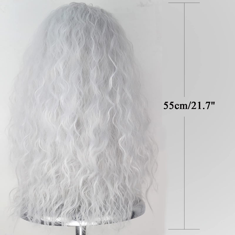 iCos Old Lady Wig Long Curly Fluffy Dirty Silver Grey Witch Hair Wig Grandma Wig Halloween Costume Movie Cosplay Punk Wig Adult Men Women Wig - Image 3